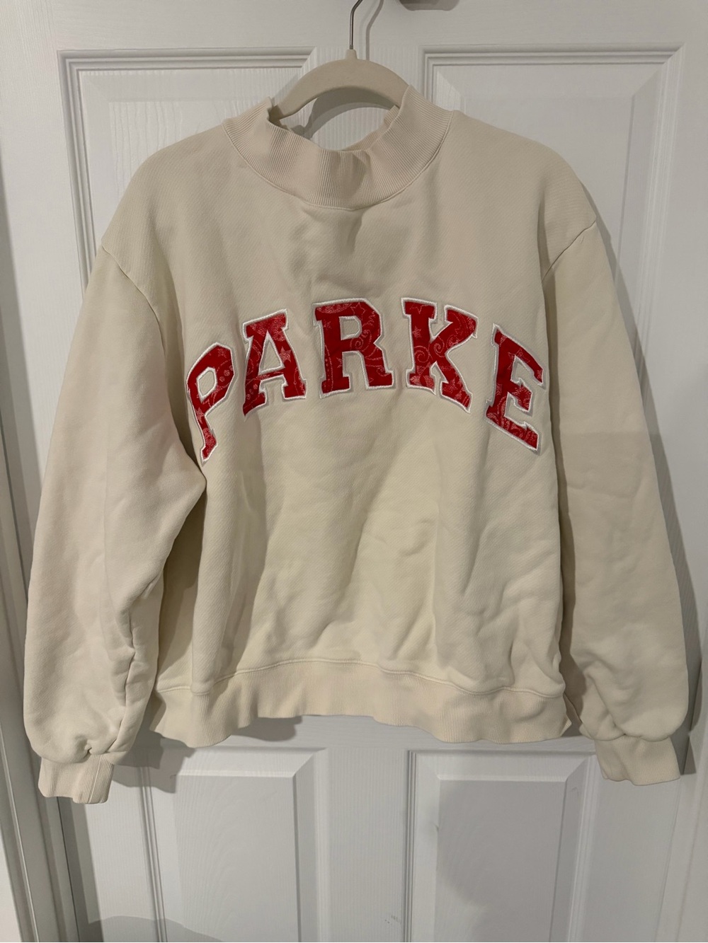 Parke Cream Crewneck Sweatshirt with Red Logo - Picture 2 of 5